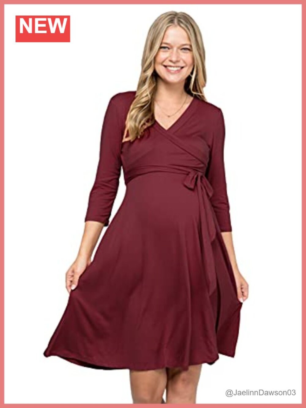 Women's Maternity Floral Wrap Dress 3/4 Sleeve Nursing V-Neck